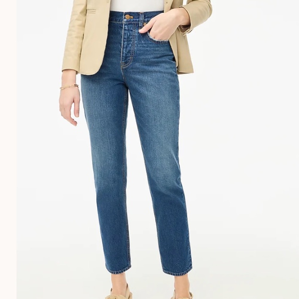 J. Crew Factory Premium Edition High-Rise Straight Jeans in Alcove Navy Wash